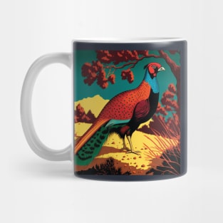 Elegant Pheasant  in red, orange, green and blue Mug